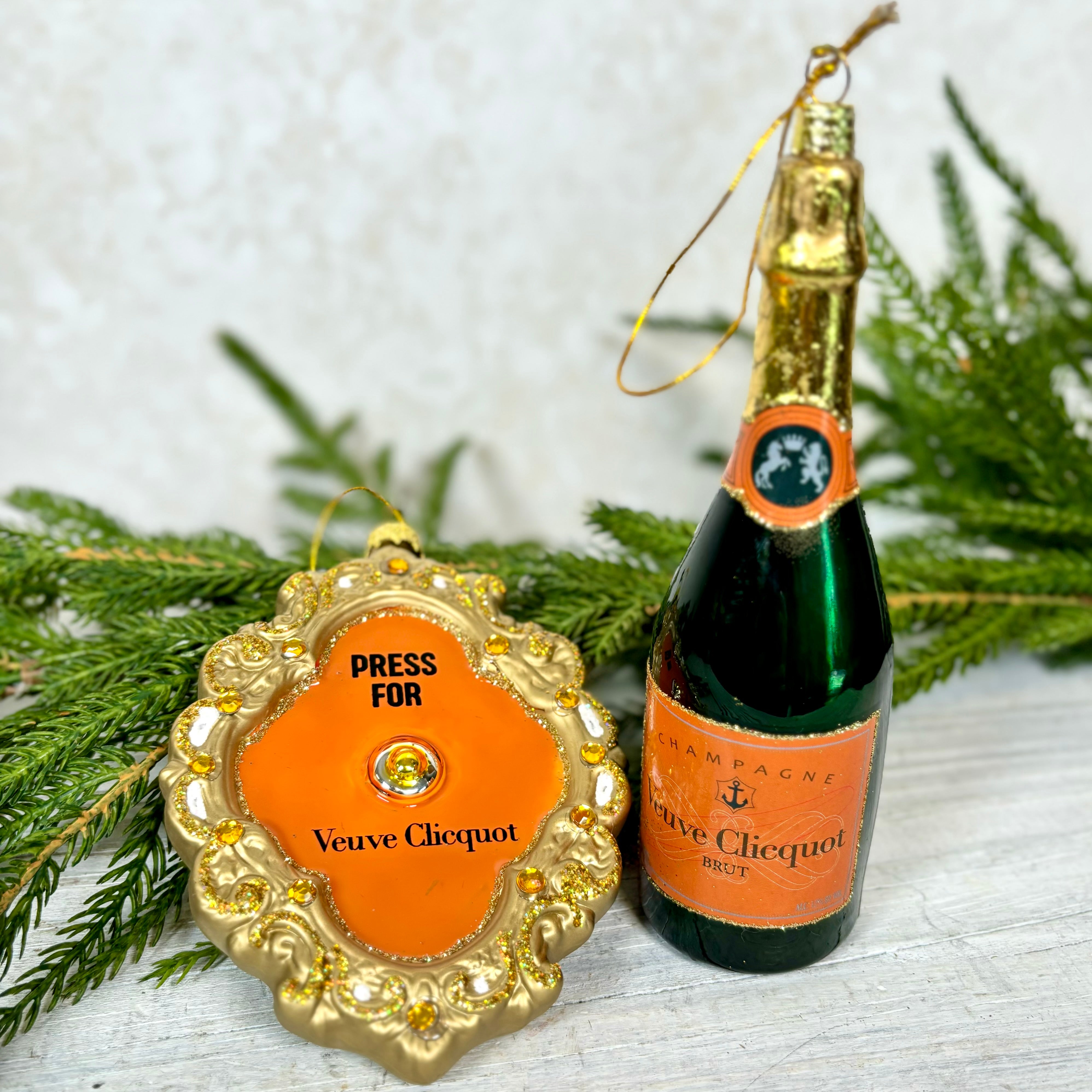 Brut Champagne Glitter Bottle and Glass Ornament