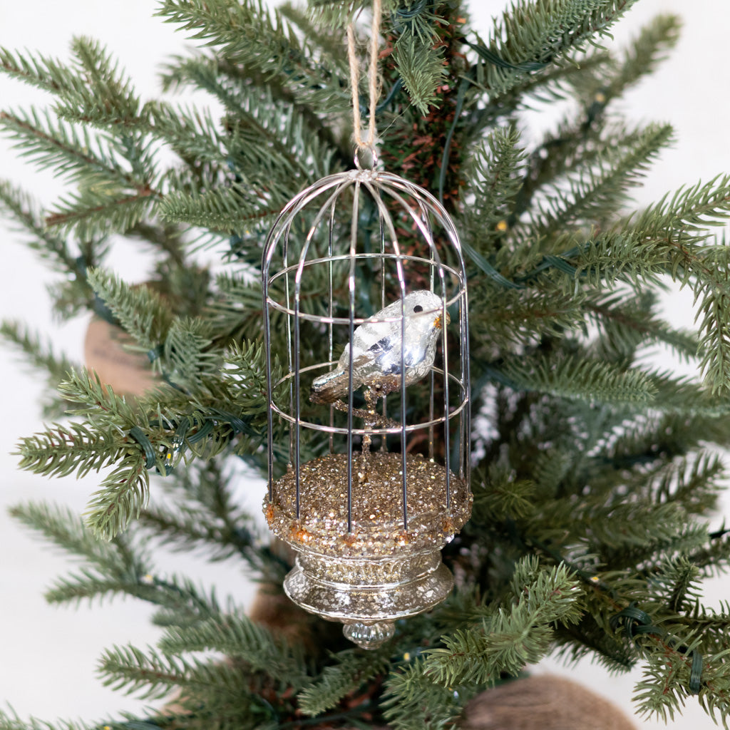 Mercury Glass Birdcage Ornament
