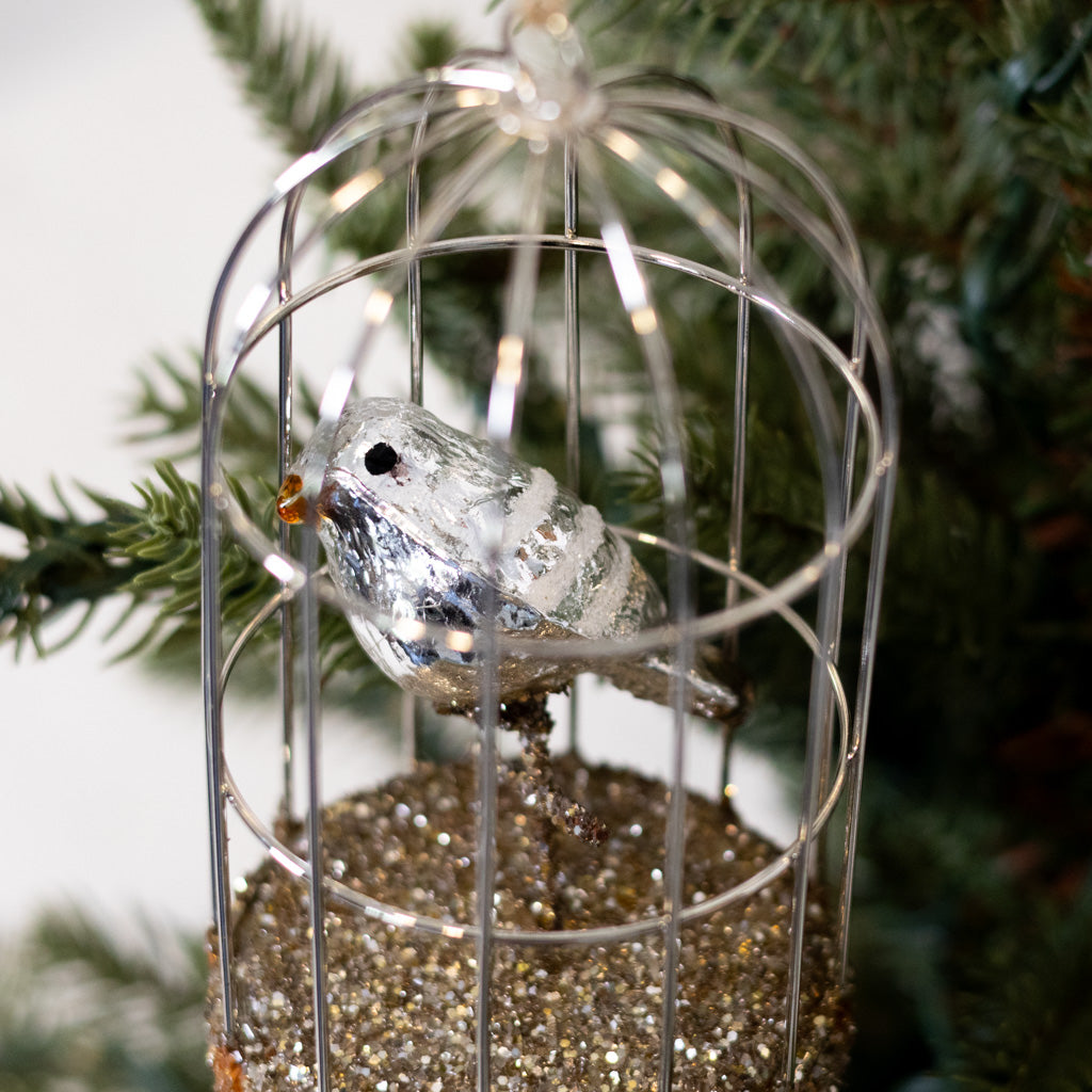Mercury Glass Birdcage Ornament