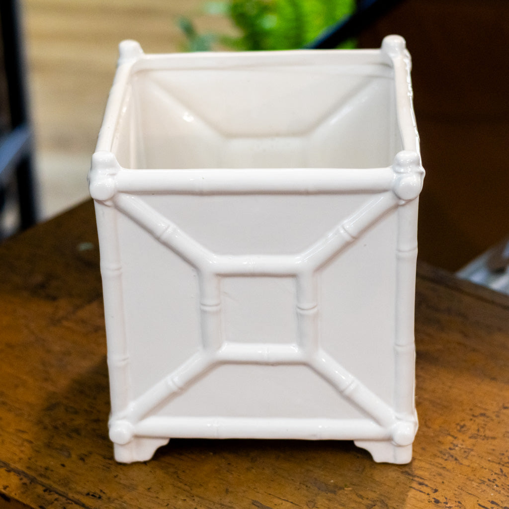 Large White Bamboo Planter