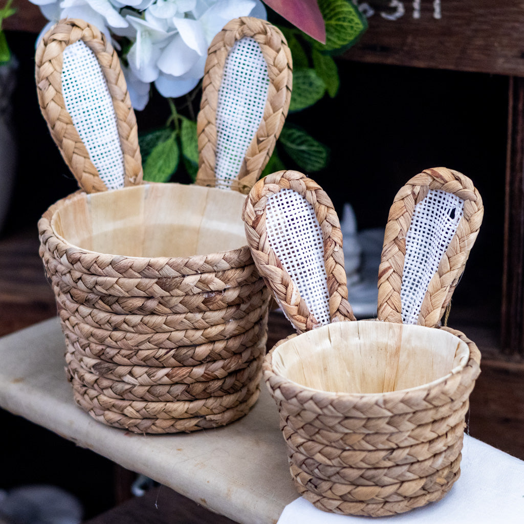 Short Natural Basketweave Bunny Ear Basket