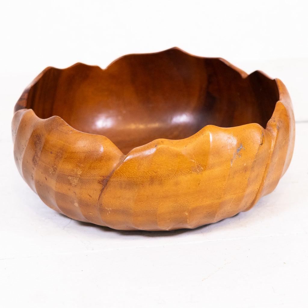 Vintage Teak Wood Nine Piece Salad Bowl Set