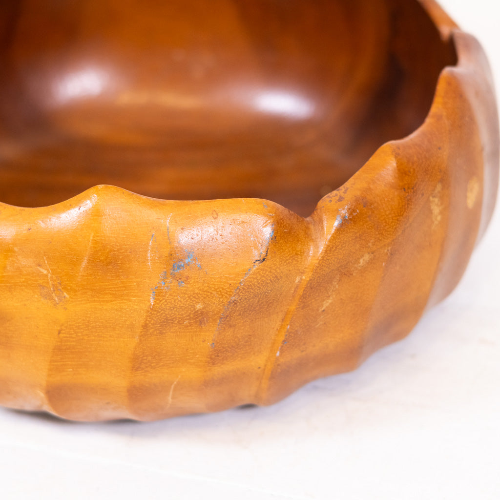 Vintage Teak Wood Nine Piece Salad Bowl Set