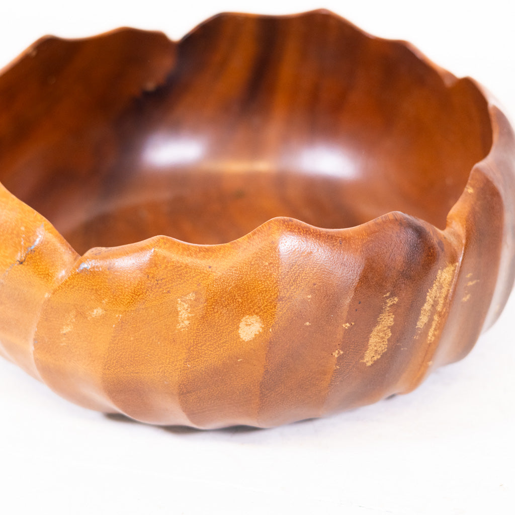 Vintage Teak Wood Nine Piece Salad Bowl Set