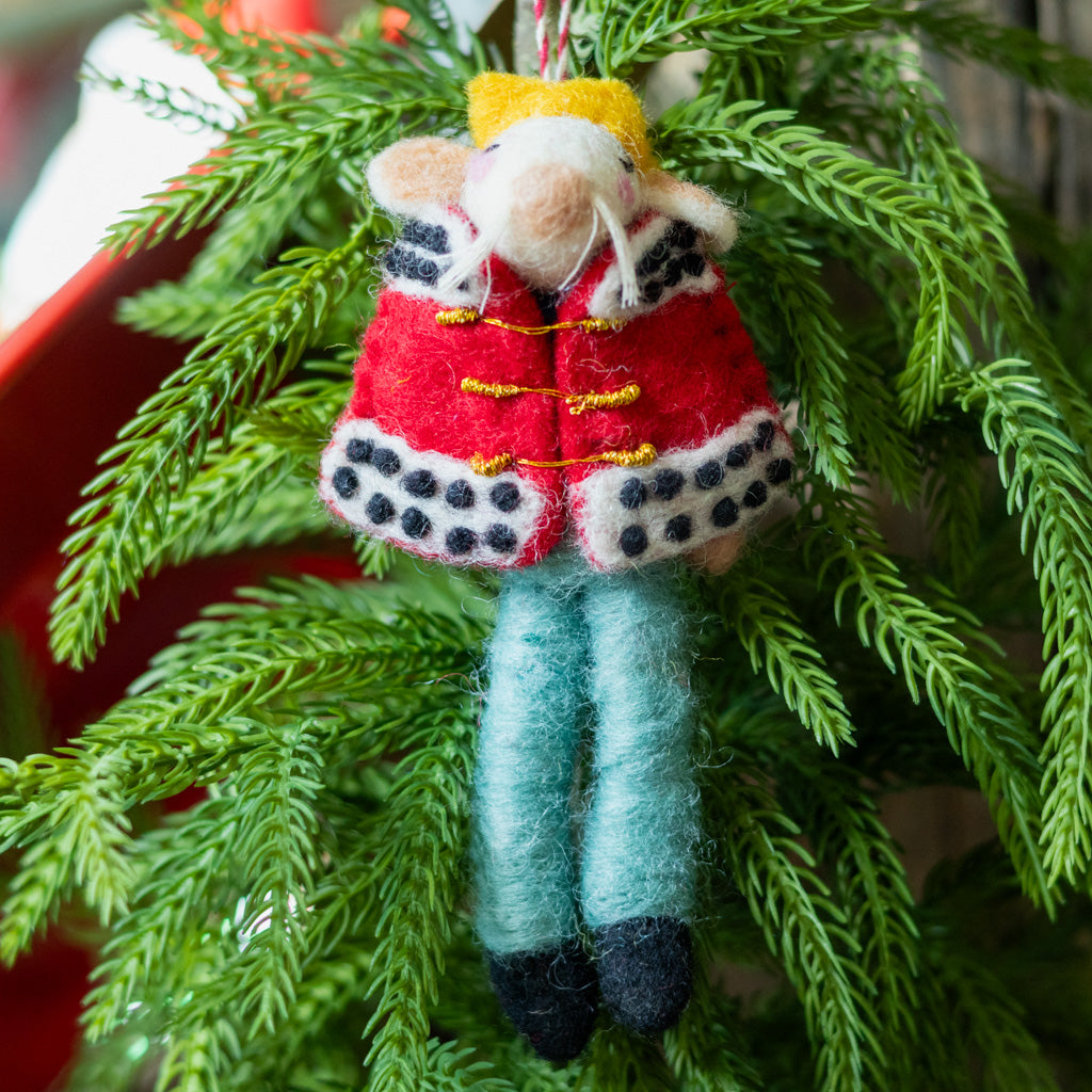 Felt Regal Mouse Red Jacket Ornament