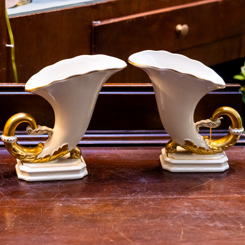 Crownford Porcelain Cornucopia Set of Two