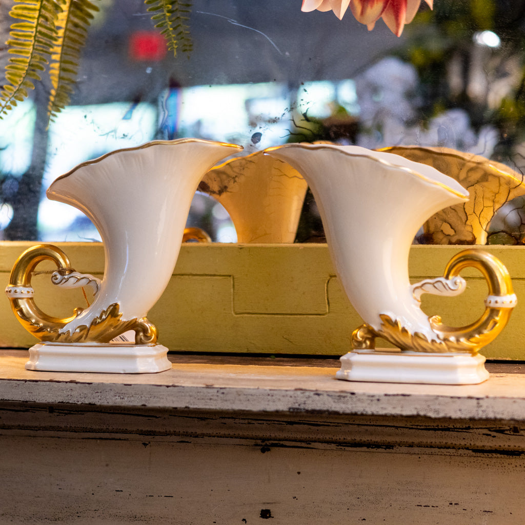 Crownford Porcelain Cornucopia Set of Two