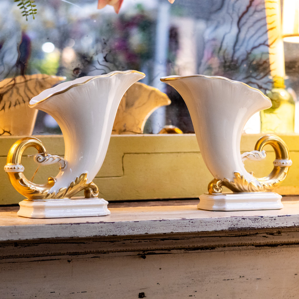 Crownford Porcelain Cornucopia Set of Two