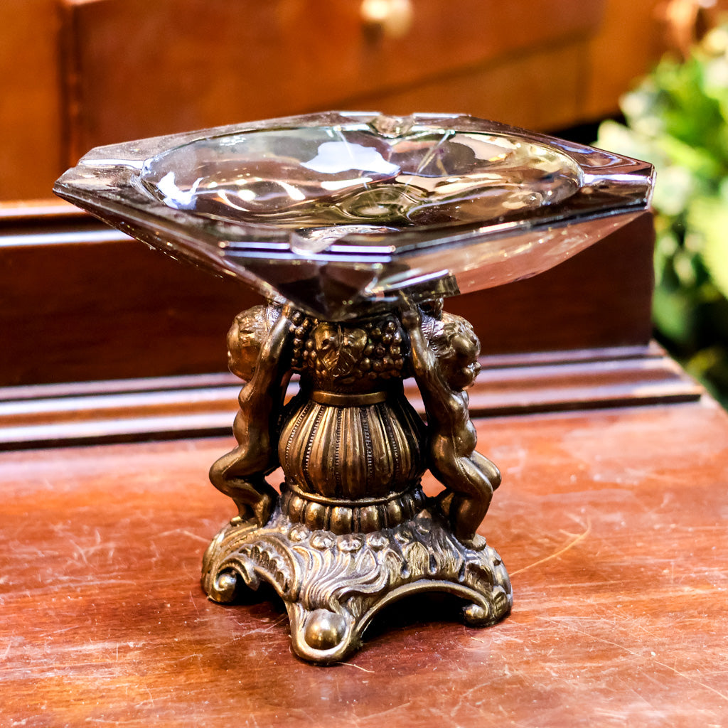 Victorian Glass and Brass Cherub Pedestal