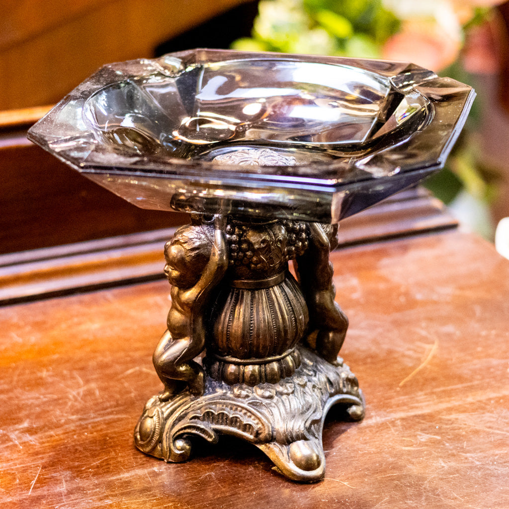 Victorian Glass and Brass Cherub Pedestal