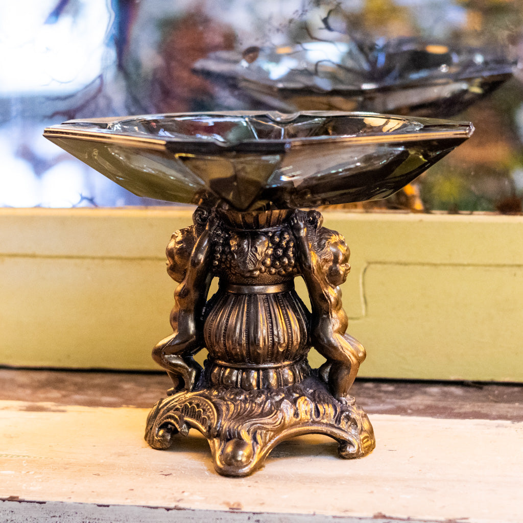 Victorian Glass and Brass Cherub Pedestal