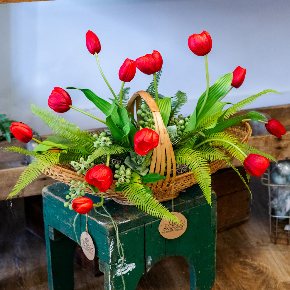 Tipsy Tulip Red Elongated Centerpiece