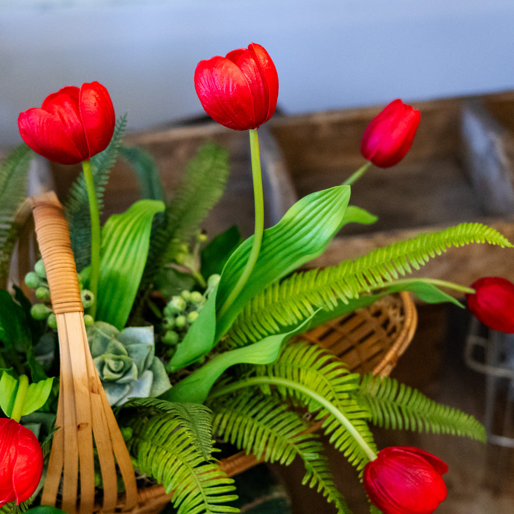Tipsy Tulip Red Elongated Centerpiece