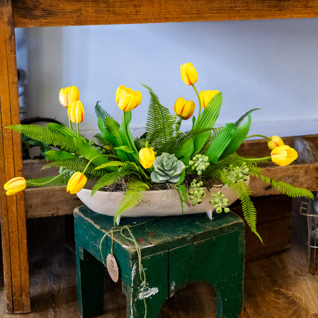 Tipsy Tulip Yellow Elongated Centerpiece