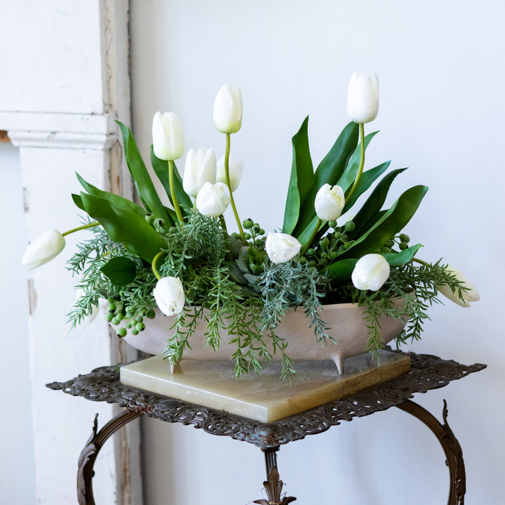 Tipsy Tulip White Centerpiece