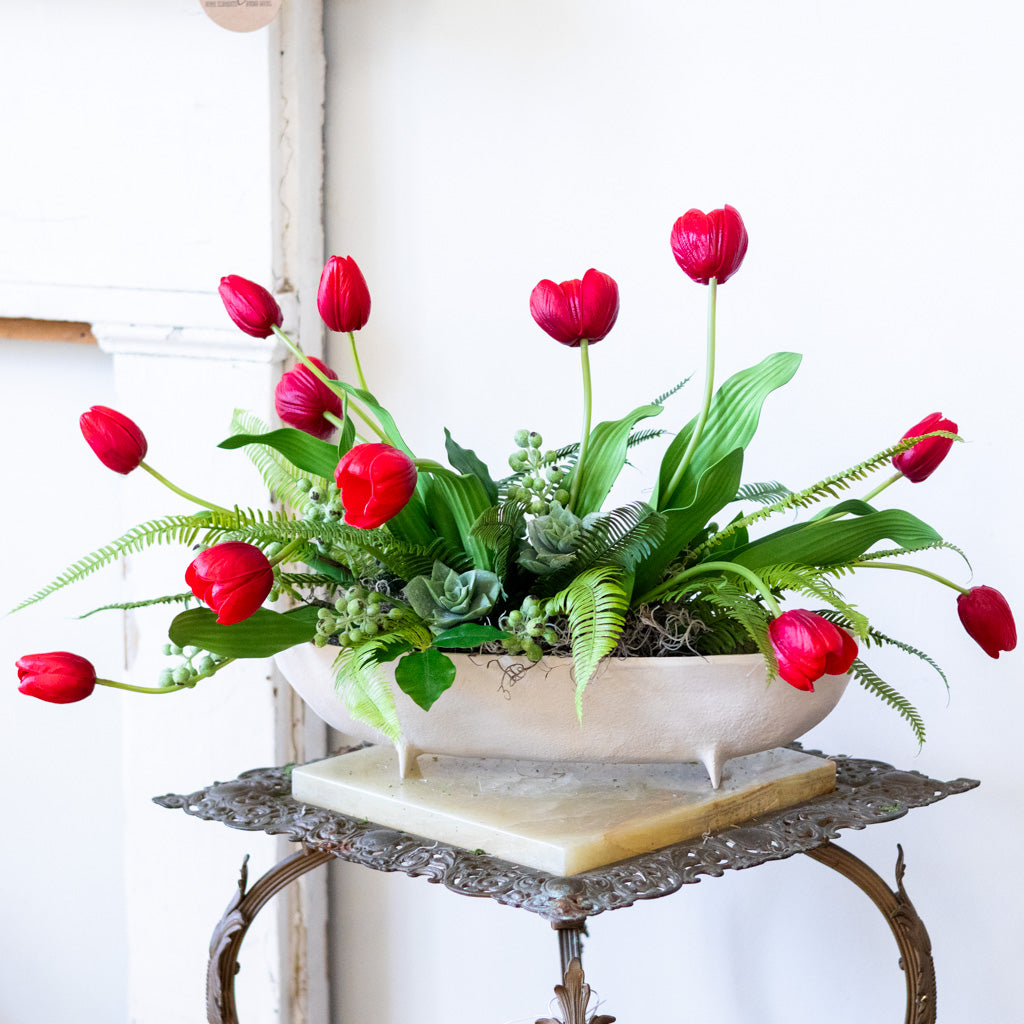 Tipsy Tulip Red Elongated Centerpiece