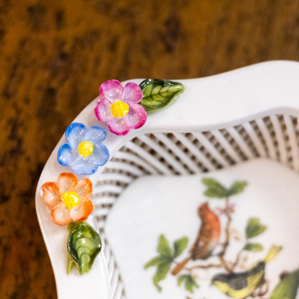 Herend Reticulated Rothschild Bird Dish