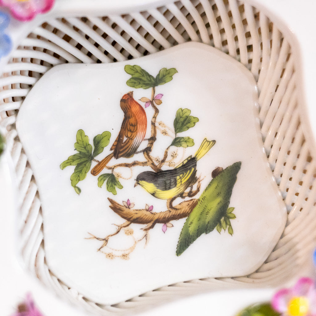 Herend Reticulated Rothschild Bird Dish