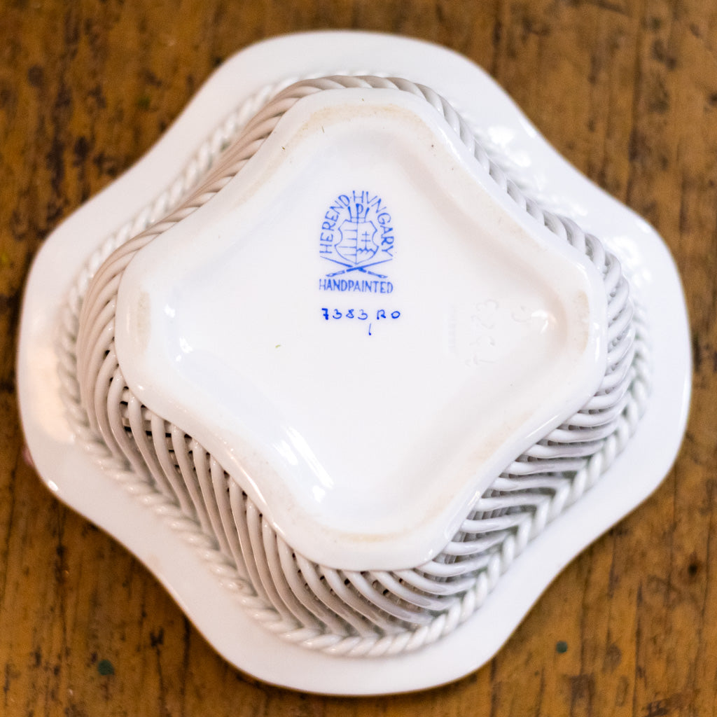 Herend Reticulated Rothschild Bird Dish
