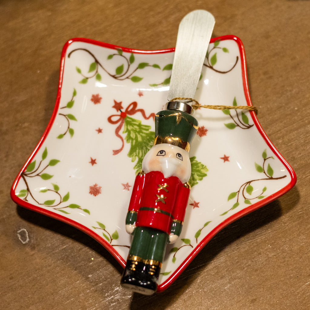 Ceramic Metal Red Jacket Nutcracker Spreader