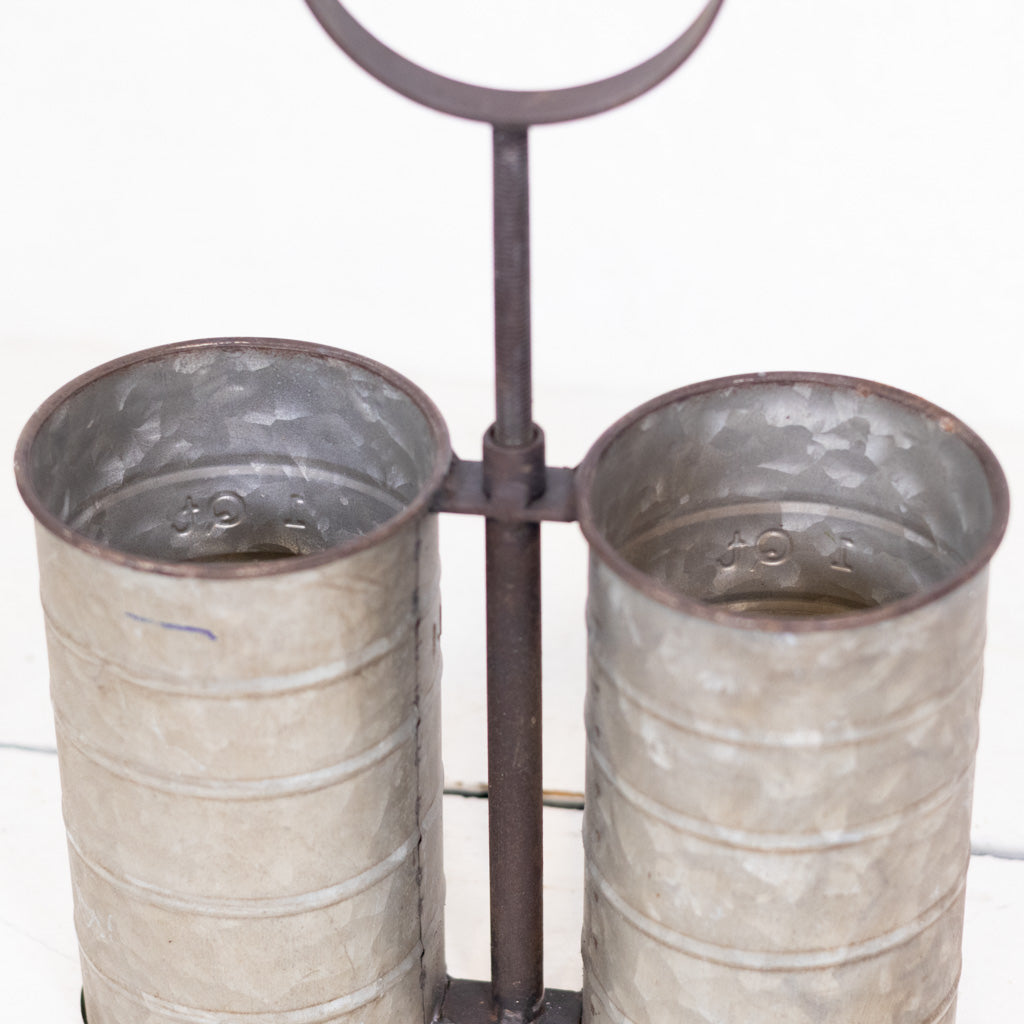 Ragon Metal Galvanized Double Wine Bottle Carrier