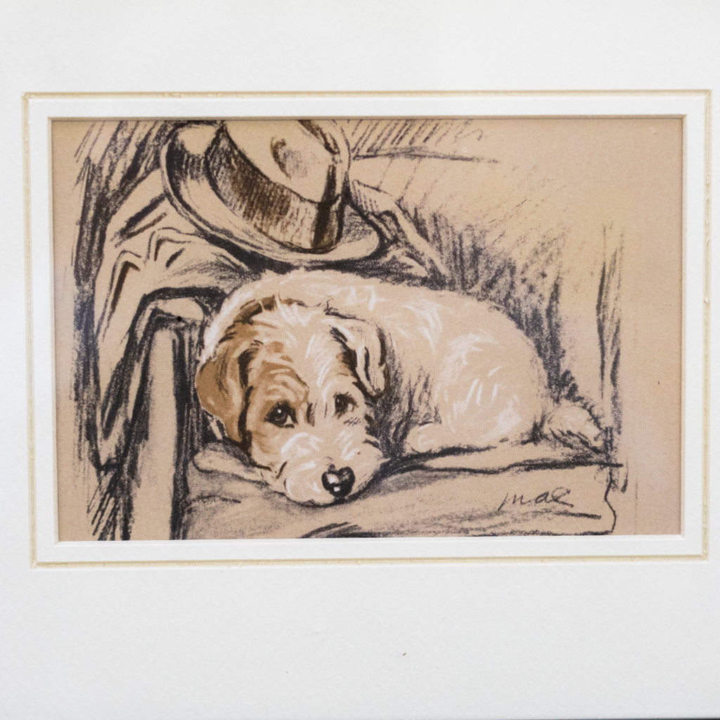 Framed Vintage Sealyham Terrier Sketch