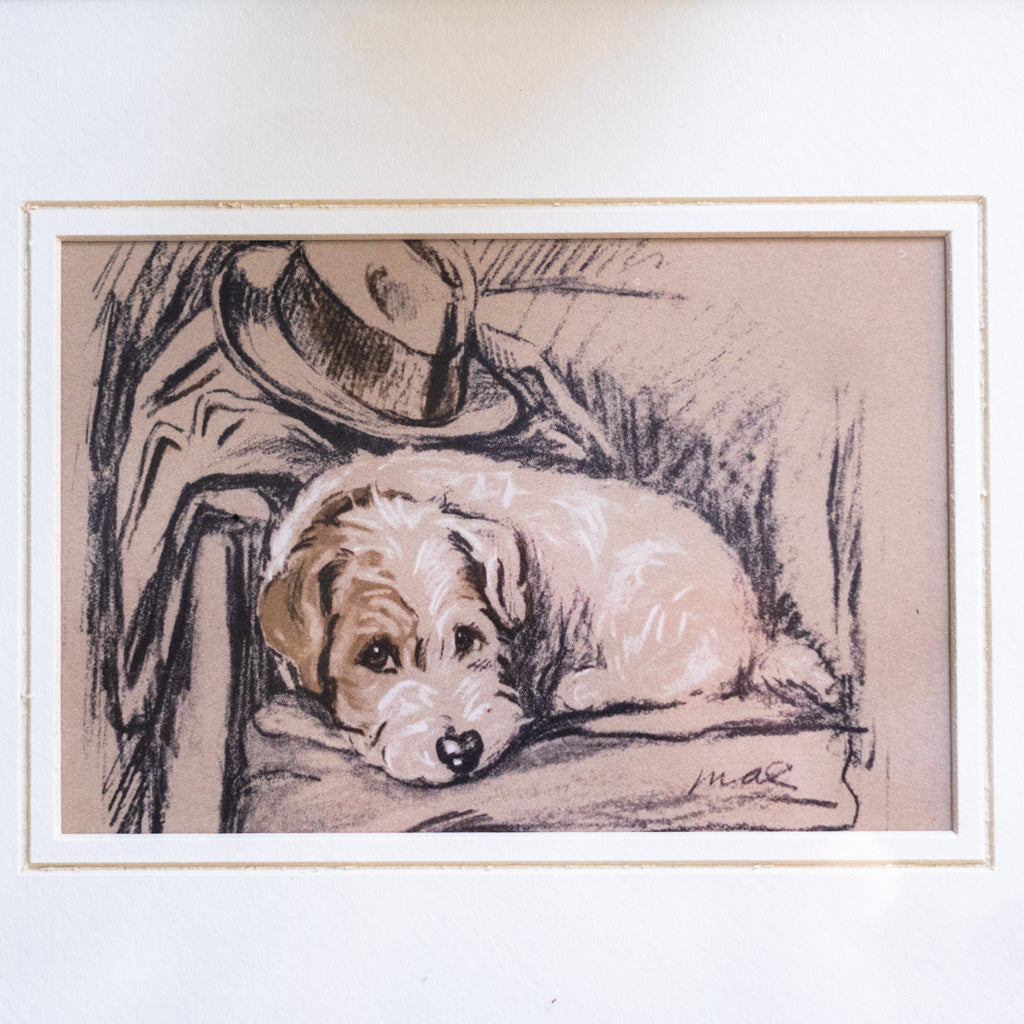 Framed Vintage Sealyham Terrier Sketch