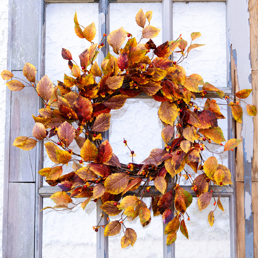 Fall Leaf and Mini Berry Wreath 24"D