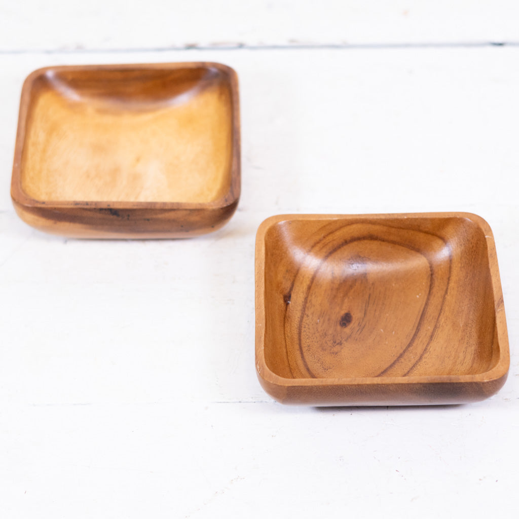 Vintage Monkey Pod Wood Square Dish