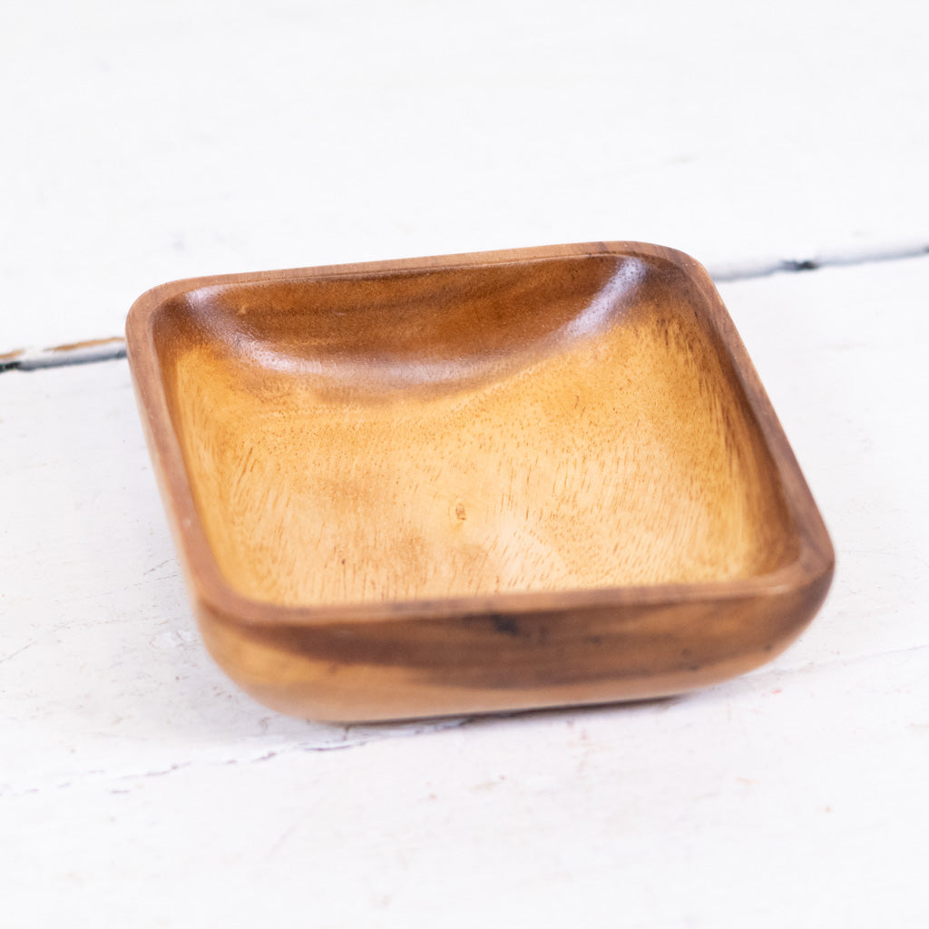 Vintage Monkey Pod Wood Square Dish