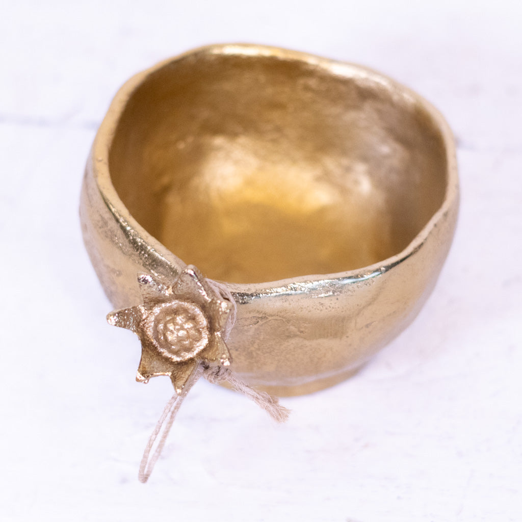 Pomegranate Gold Metal Bowl