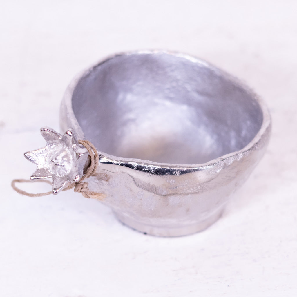 Pomegranate Silver Metal Bowl
