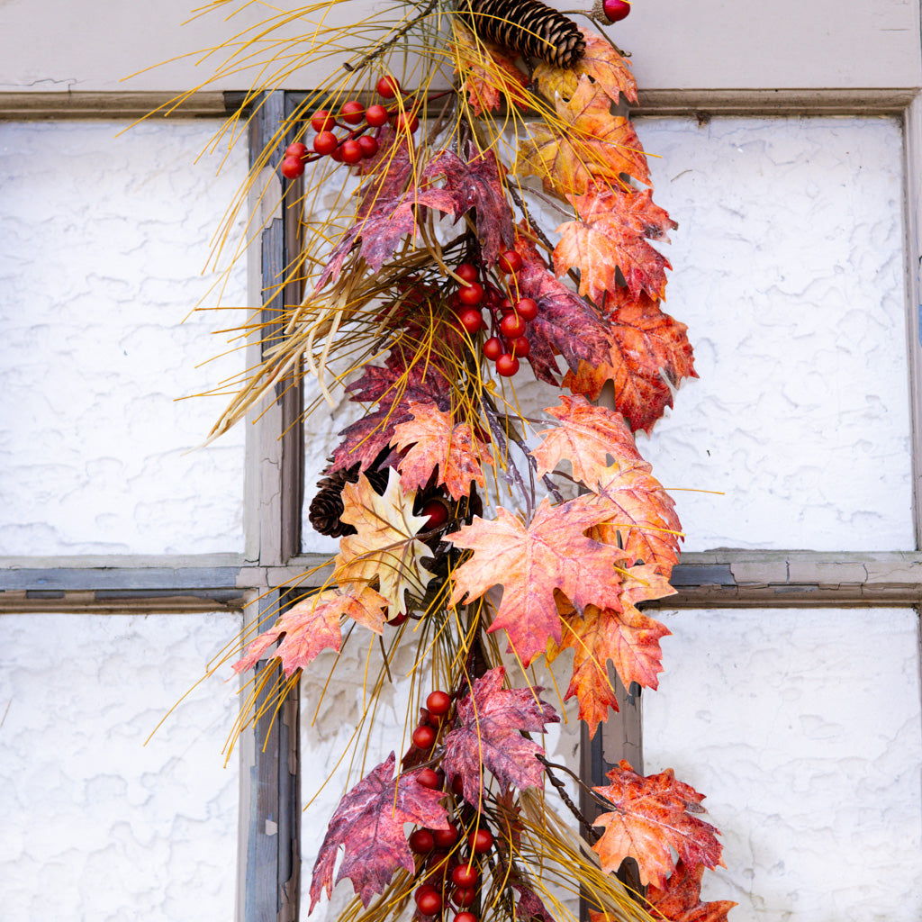 5 ft. Fall Leaf Berry and Pinecone Garland