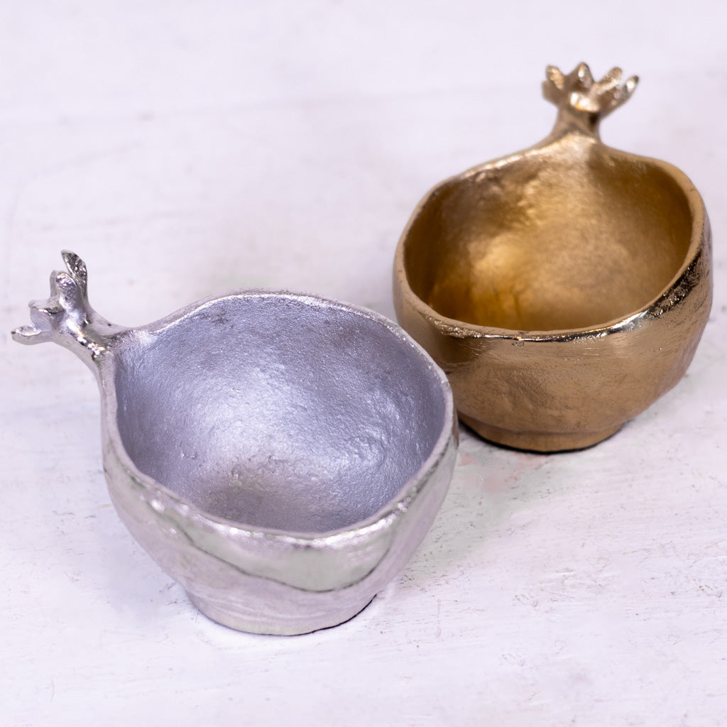 Pomegranate Silver Metal Bowl