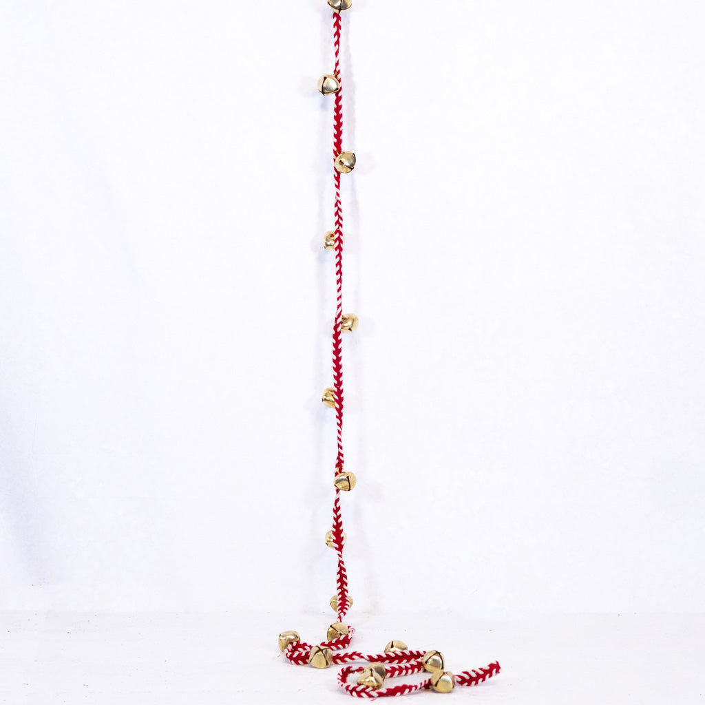 Gold Bell Garland on Red and White Rope