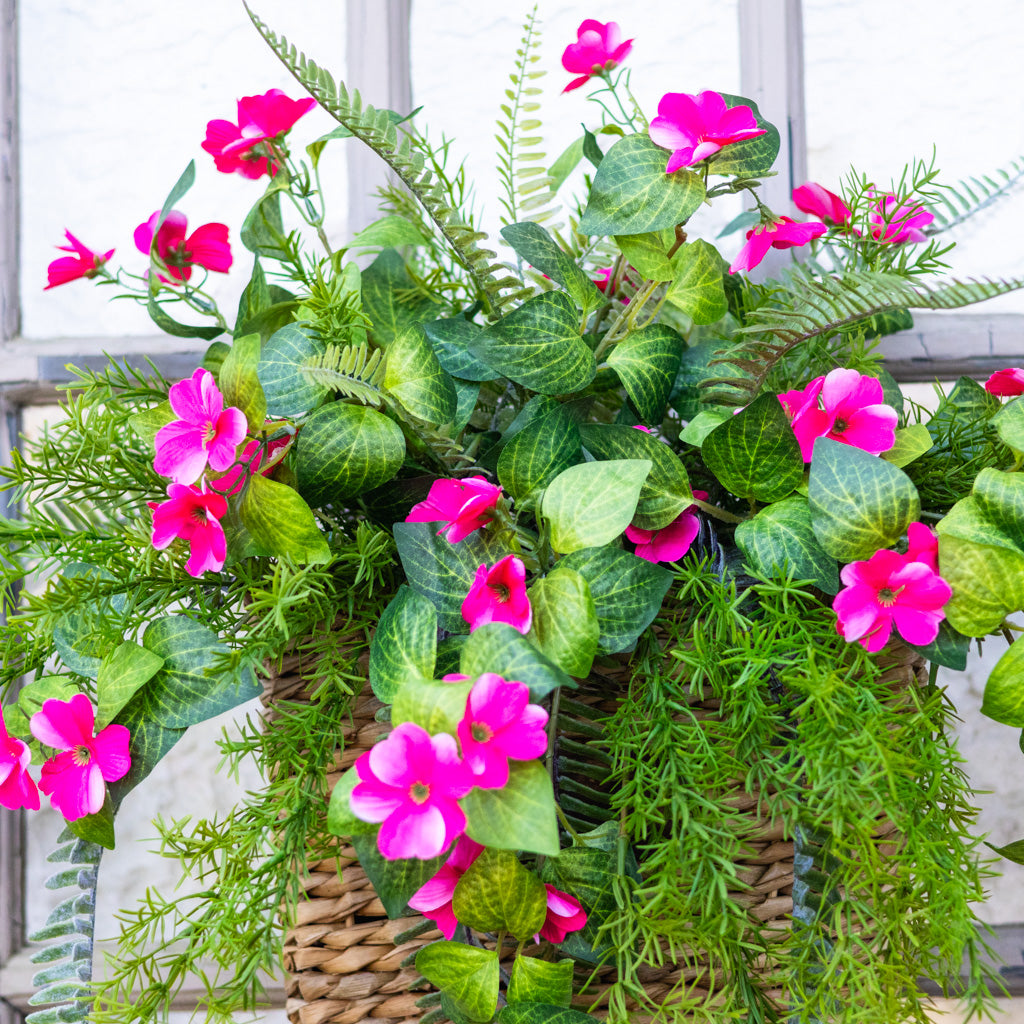 Pink Impatiens Wall Basket