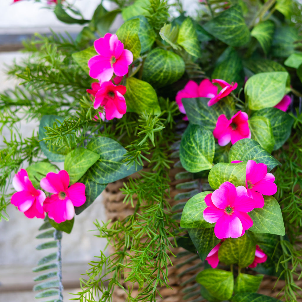 Pink Impatiens Wall Basket