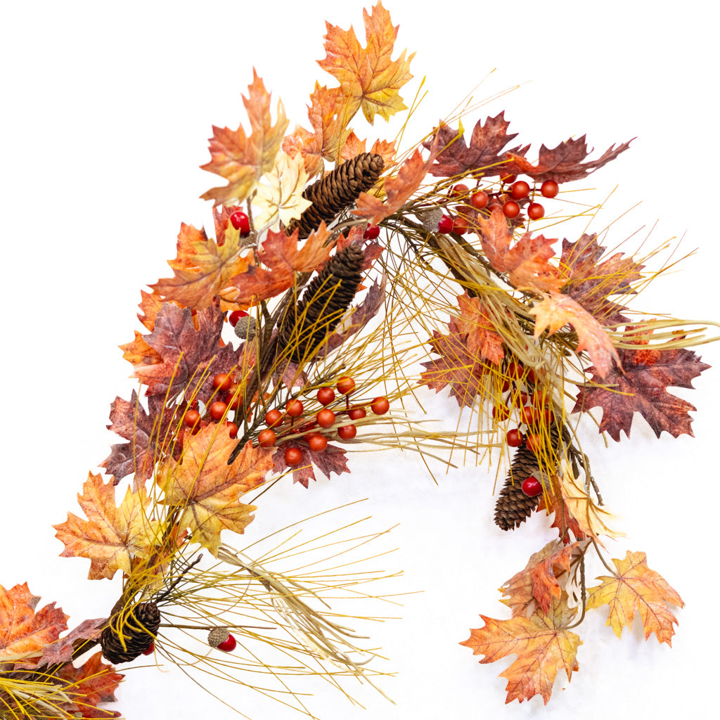 5 ft. Fall Leaf Berry and Pinecone Garland