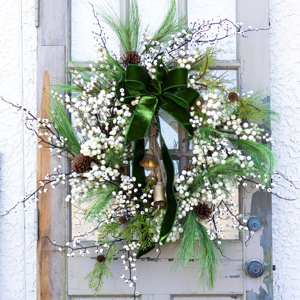 Very Berry White Wreath with Bells