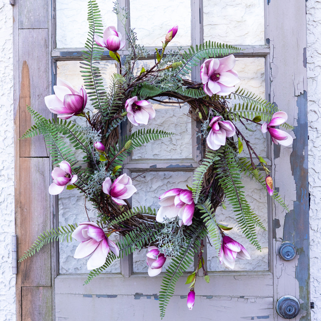 Magenta Magnolia Wreath