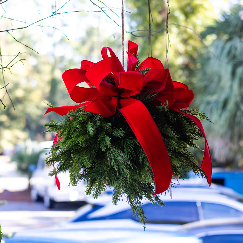 Evergreen Kissing Ball with Bows