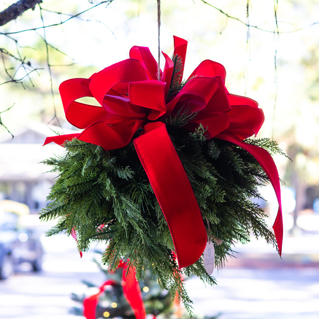 Evergreen Kissing Ball with Bows