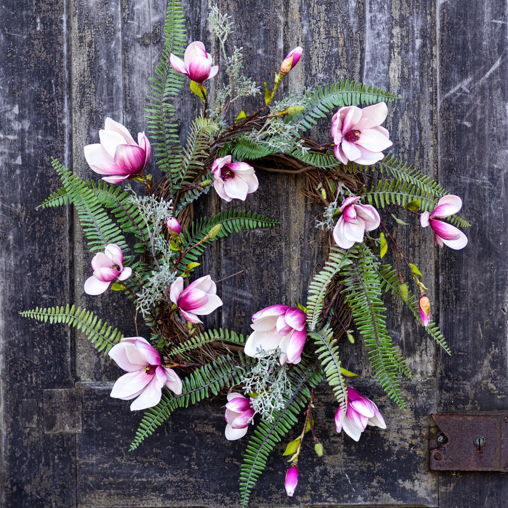 Magenta Magnolia Wreath
