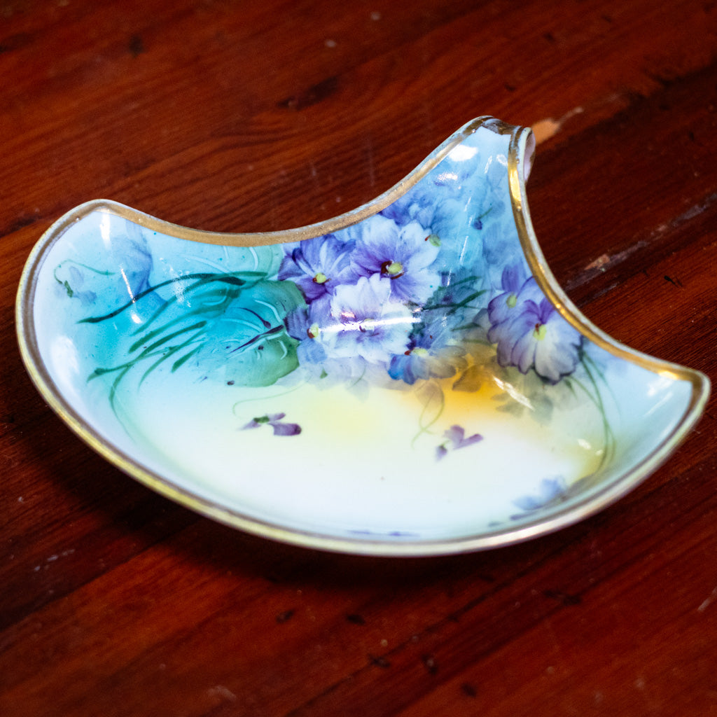 Vintage Hand Painted Cresent Tray