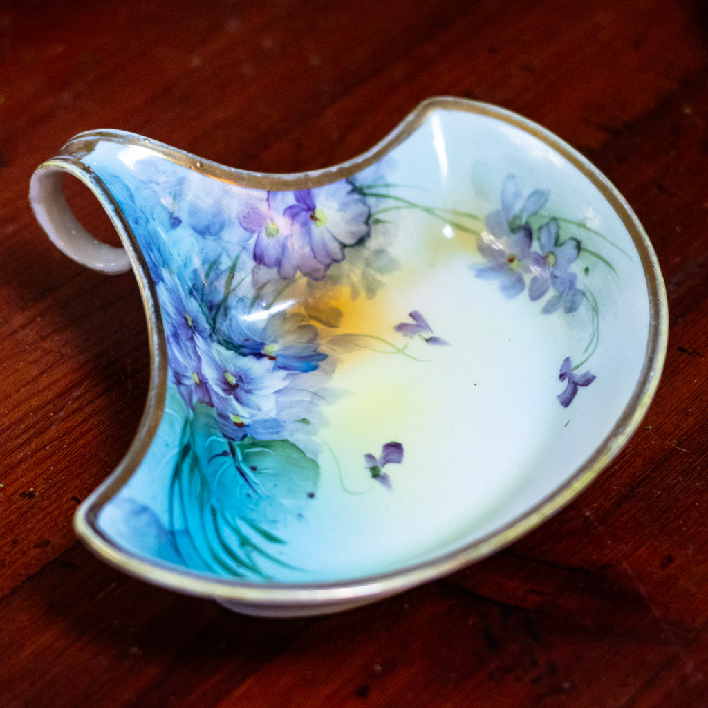 Vintage Hand Painted Cresent Tray