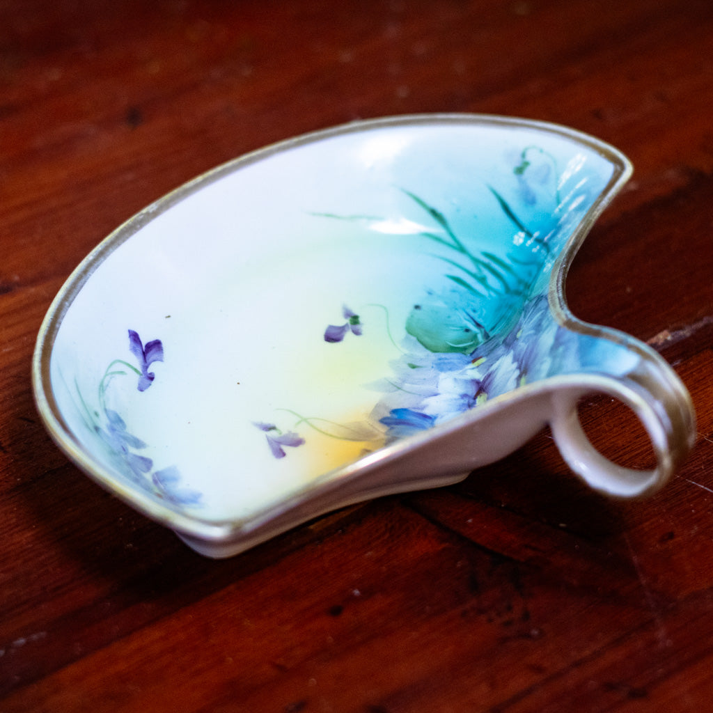 Vintage Hand Painted Cresent Tray