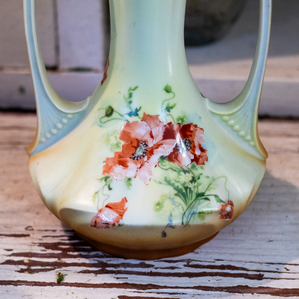 Porcelain Floral Vase with Handles