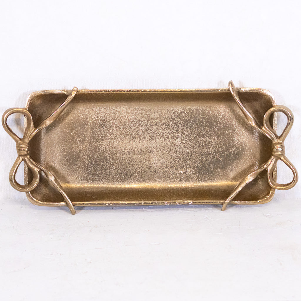 Gold Tray with Ribbon Handles