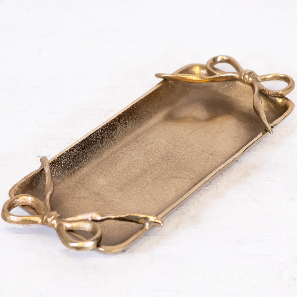Gold Tray with Ribbon Handles