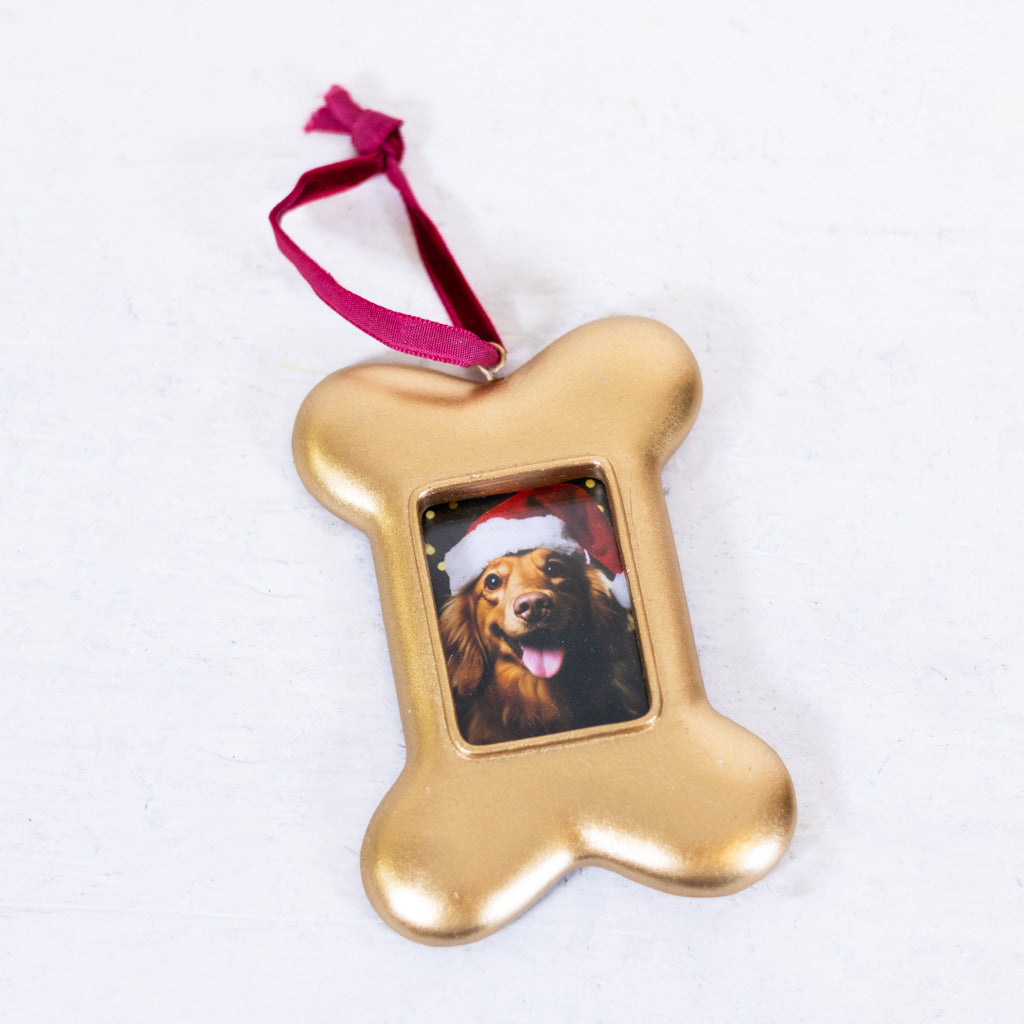 Gold Dog Bone Frame Ornament